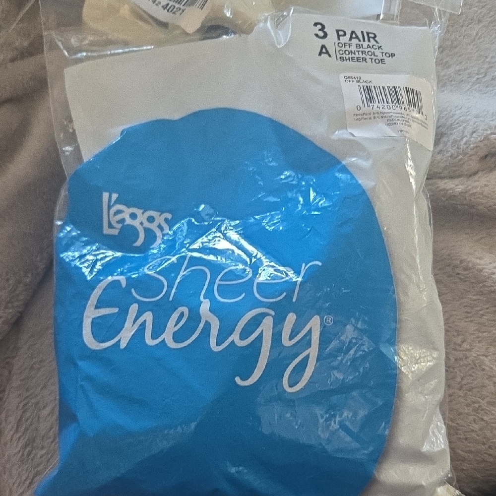 L'eggs Sheer Energy A 3 PAIR Off Black Size A